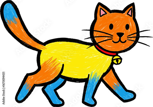 Cat Walking with a Jingle Bell on its Collar