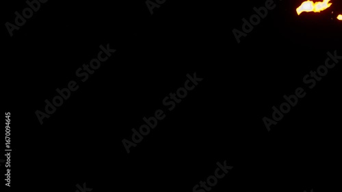 Burning fire flames effects transition on 3d rendering. White to black background