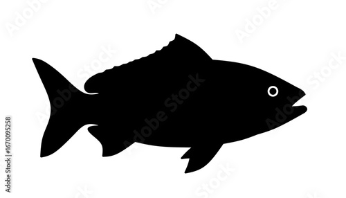 Silhouette of a Fish A Black and White Illustration