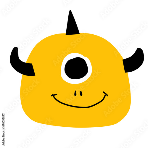 Happy halloween party invitation card with cute monster pumpkin. Holidays cartoon character. 