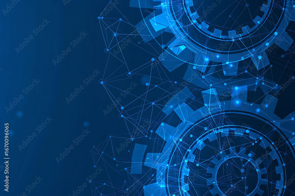Obraz premium Futuristic Digital Technology Background – Blue Cyber Network Design