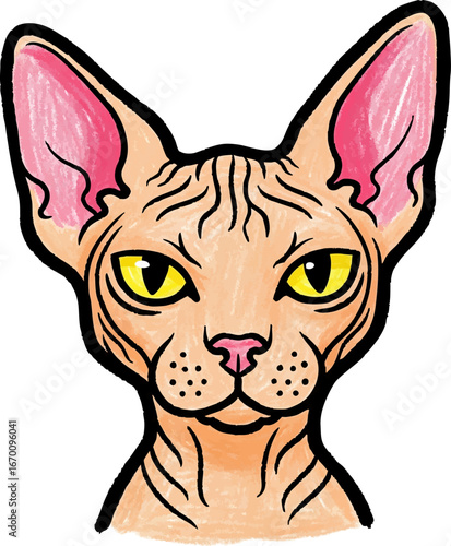 Wise-Looking Sphynx Cat with Big, Pointy Ears