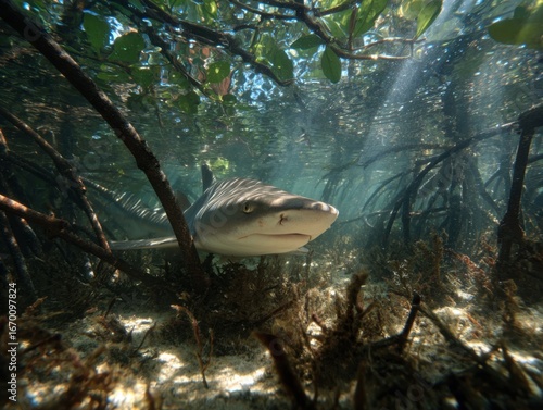 A Lemon Shark Pup Finds Safety In A Mangrove Haven