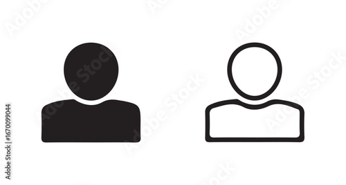 Outline and Solid Profile Bust Icons vector illustration 
