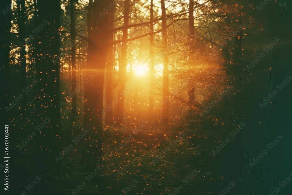 Obraz premium Forest light leaks backgrounds sunlight outdoors.