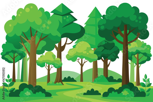 Green forest with trees