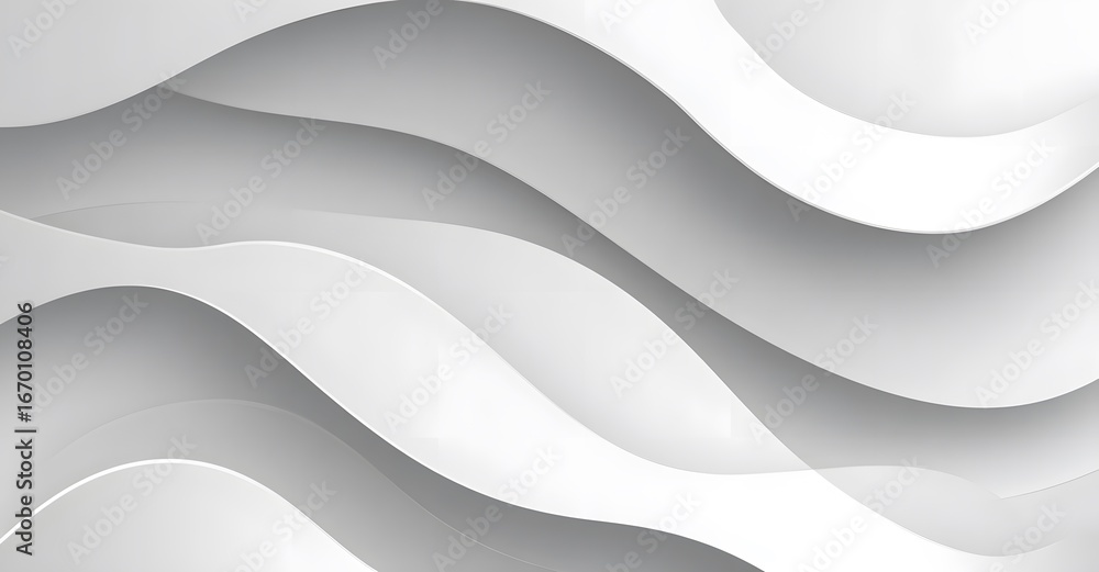 Obraz premium Abstract white and gray background with wavy lines, 