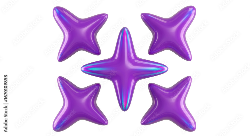 Obraz premium Isolated Five Purple Stars Abstract Composition