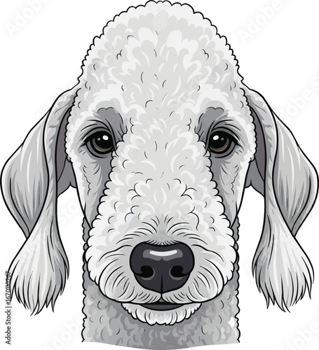 Bedlington Terrier dog face portrait cute vector illustration
