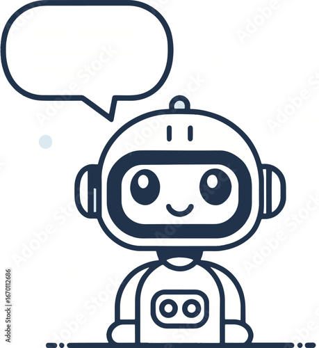 Friendly chatbot with speech bubble icon