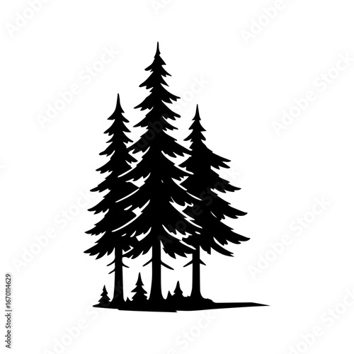 Forest pine trees icon with transparent background conifer woodland nature illustration
