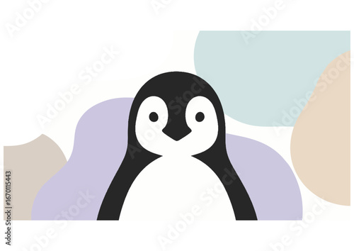 Cute cartoon penguin character illustration with a happy expression on white background