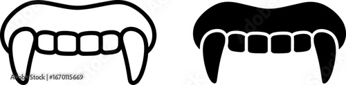 Iconic vampire fangs for Halloween and horror themes, offering a classic scary symbol for festive designs