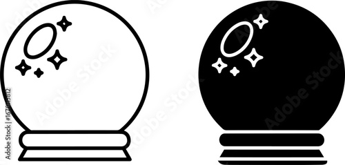 Mystical crystal ball icons representing foresight, magic, and future prediction themes