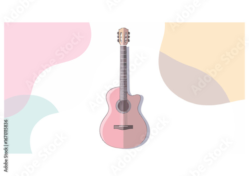 Black silhouette of an acoustic guitar on white background for music and creativity concept
