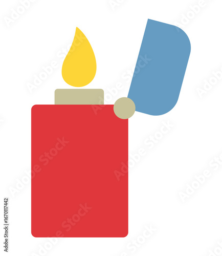 Vector Illustration of Lighter with Flame – Fire Ignition Icon