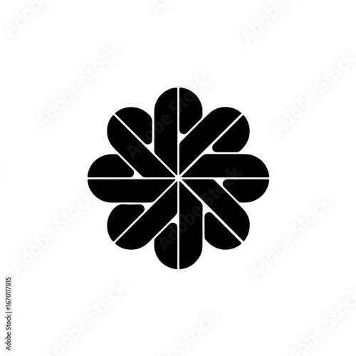 Modern abstract geometric floral logo design, elegant symmetrical emblem, professional brand identity element