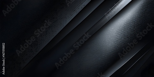 Black background with diagonal lines in metallic gray, abstract technology