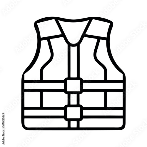 "Life Jacket Safety Vest Icon – Outline Illustration"
