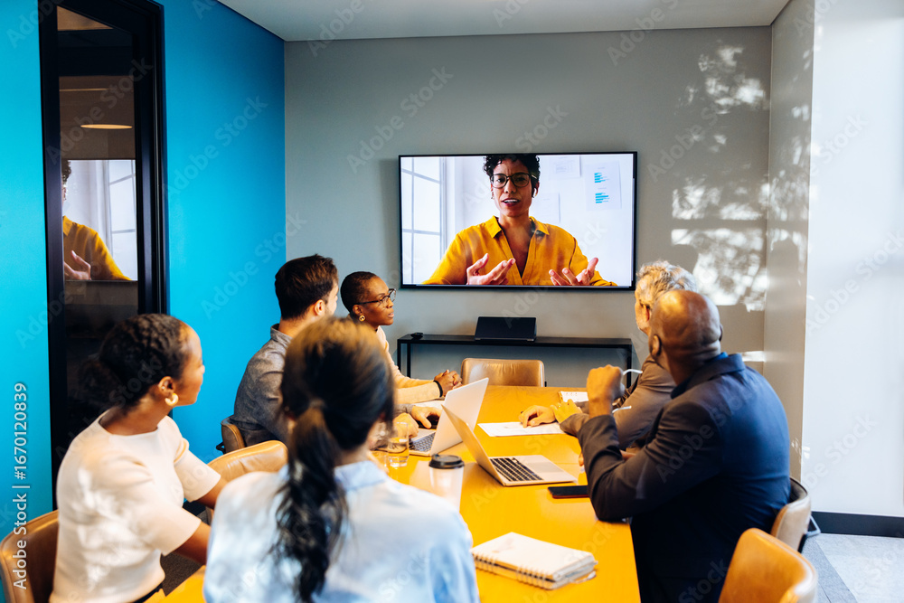 custom made wallpaper toronto digitalTeam engaging in a video conference call inside a professional office setting