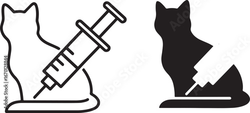 Vector art of cat with syringe