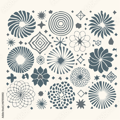 White modern geometric flowers pattern isolated with white highlights4
