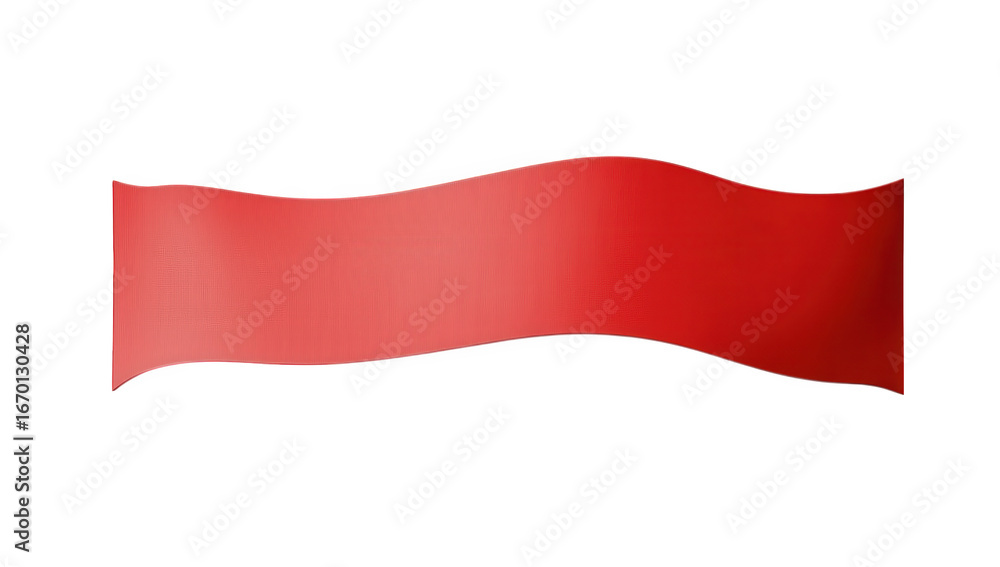 Obraz premium Wavy red ribbon banner isolated on transparent background for decoration