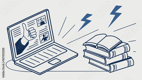 Digital Learning and Knowledge Explosion Concept.