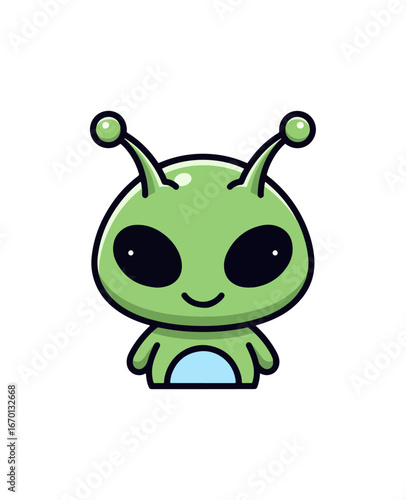Cute cartoon alien graphic illustration