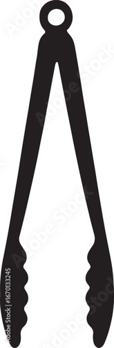 Tongs silhouette vector, editable EPS, ideal for cooking, barbecue, kitchen, and grilling designs.