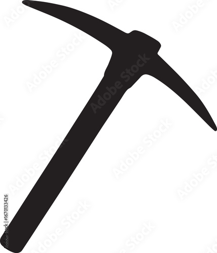 Pickaxe silhouette vector, editable EPS, ideal for mining, construction, and outdoor projects.