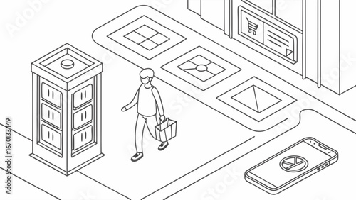 Urban Scene with Person and Technology.