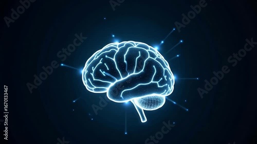 Wallpaper Mural A Digitally Rendered Brain with Glowing Wires Torontodigital.ca