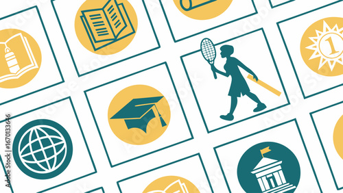 Educational and Sports Icons Background.
