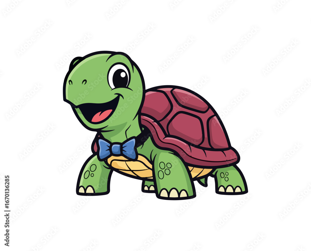 Fototapeta premium Cute cartoon turtle with bow tie