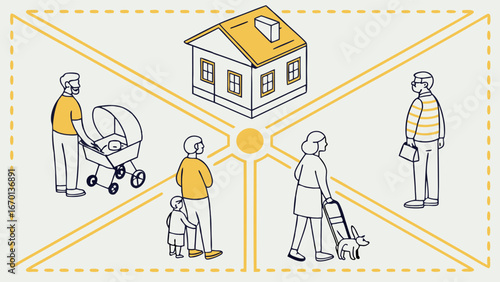 Diverse Family Interactions in a City Setting.