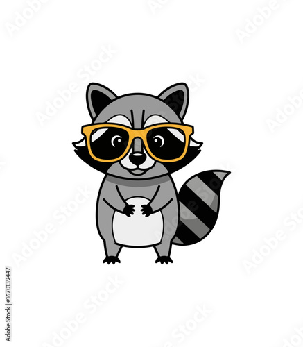 Cute raccoon wearing sunglasses