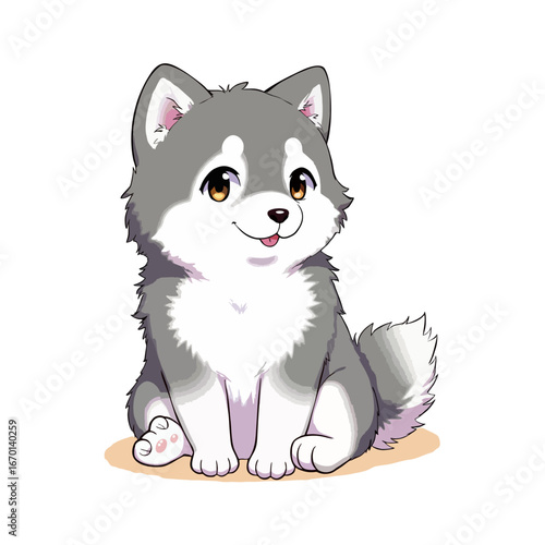 Cute Baby Alaskan Malamute Clipart 08