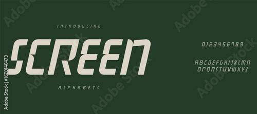 Screen Design font, rounded modern alphabet, trendy letters from A to Z and numbers from 0 to 9, vector illustration