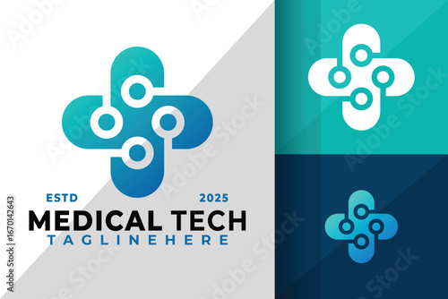 Medical Tech Care Logo Icon Vector Design Illustration