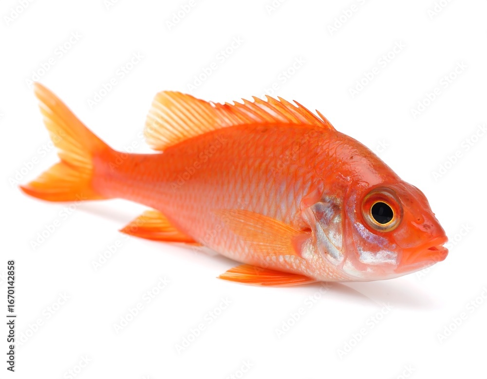 Fototapeta premium Single orange fish on white background