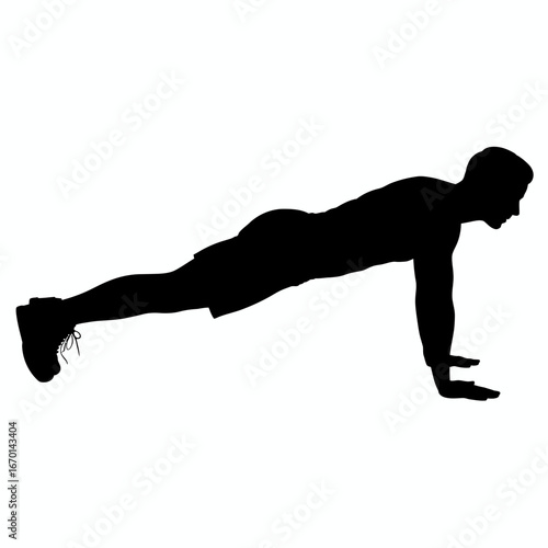 Silhouette of a person performing a push up exercise