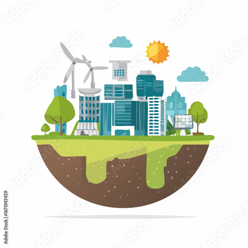 Nature and environment icon set with ecology and renewable energy symbols. Clean minimal design, scalable for infographic and eco projects.
