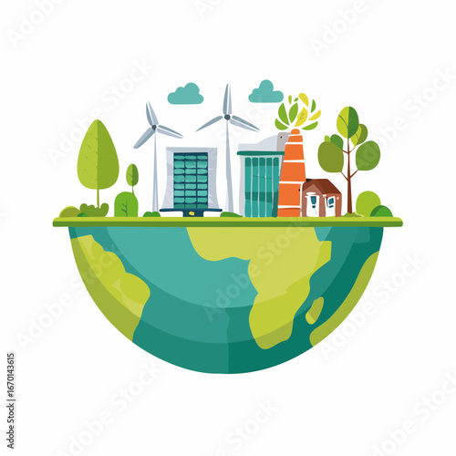 Nature and environment icon set with ecology and renewable energy symbols. Clean minimal design, scalable for infographic and eco projects.

