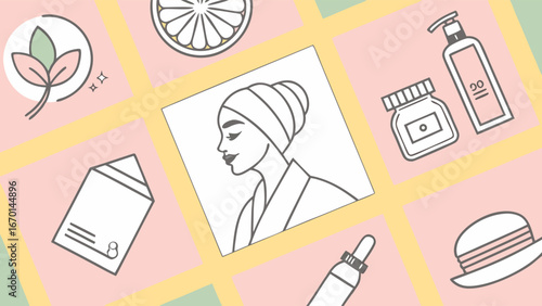 Simple Skincare Collection Icons.