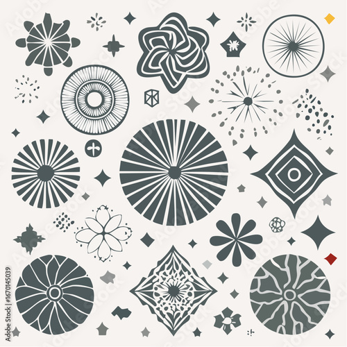 White modern geometric flowers pattern isolated with white highlights
1