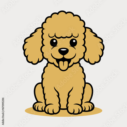 Adorable cartoon golden poodle sitting happily