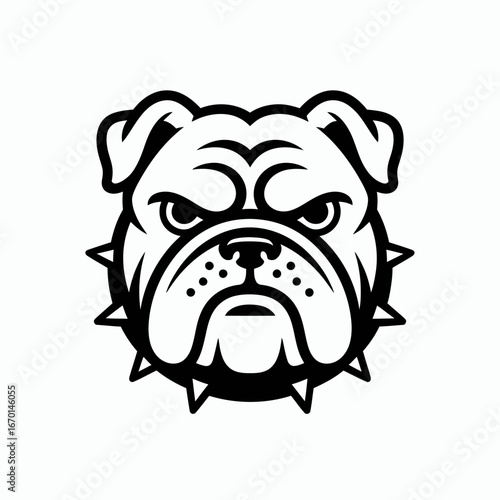 Fierce bulldog head emblem with spiked collar