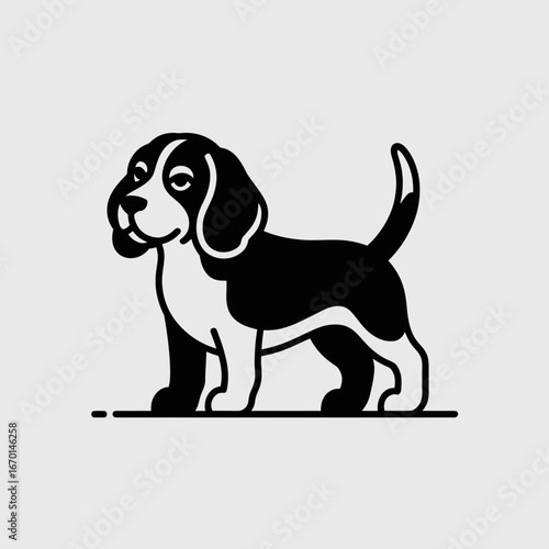 Adorable beagle puppy standing profile view simple illustration