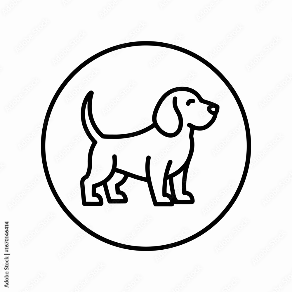 Fototapeta premium Simple line art icon of a dachshund dog in a circle